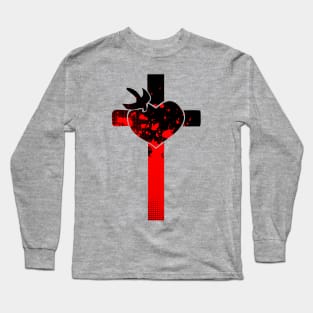 Red and Black Cross Long Sleeve T-Shirt